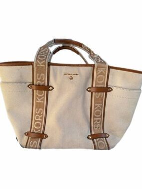 Michael Kors Cream Interior Tote with Tan Leather Trim